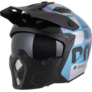 Casque de moto modulable Cassida Cross Country Code bleu perle-argent-rose-noir