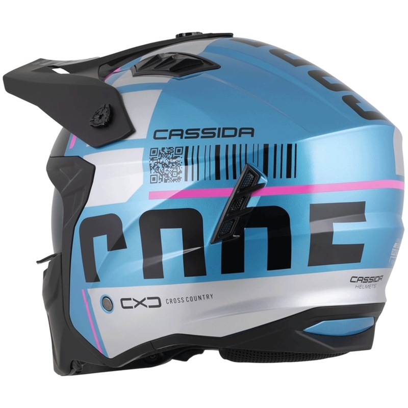Casque de moto modulable Cassida Cross Country Code bleu perle-argent-rose-noir