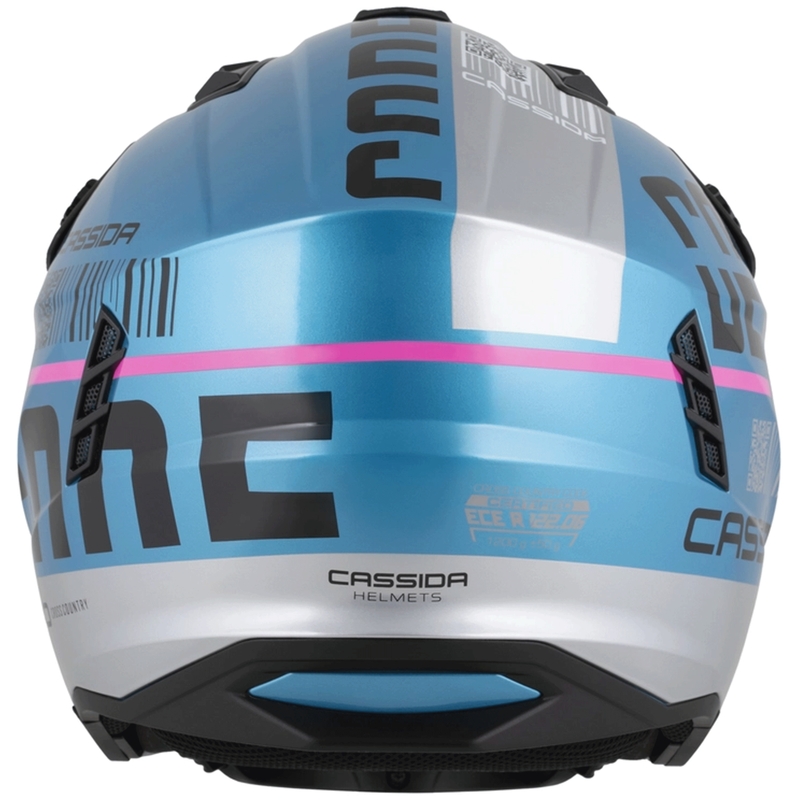 Casque de moto modulable Cassida Cross Country Code bleu perle-argent-rose-noir