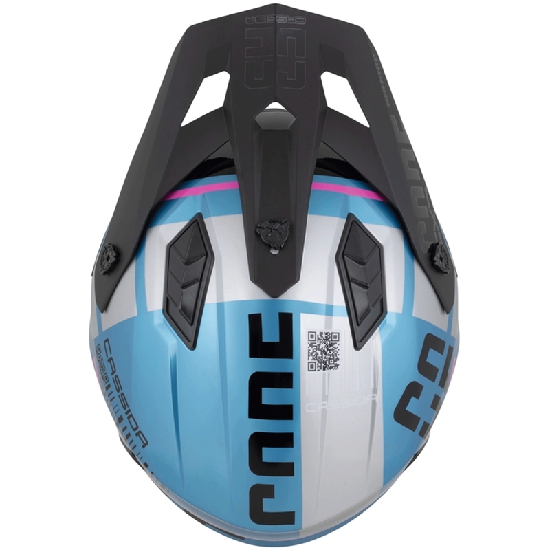Casque de moto modulable Cassida Cross Country Code bleu perle-argent-rose-noir