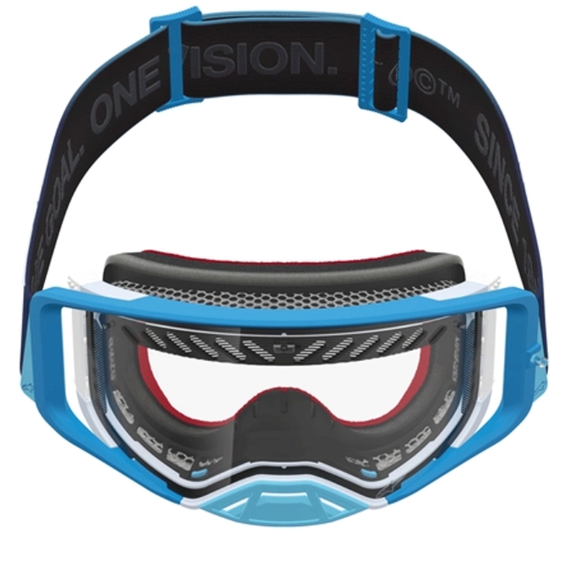 Lunettes de motocross Alpinestars Supertech Dura Air Fluid bleu argenté avec verres en plexiglas transparents
