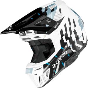 Casque de motocross Cardo Venture blanc-noir-bleu avec intercom