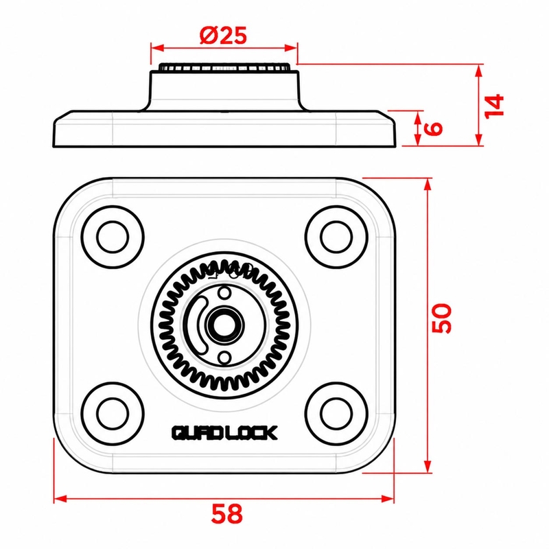 Quad Lock® 360 Base plate Noire