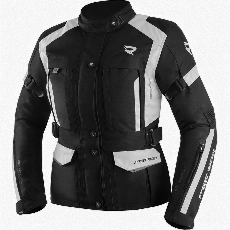Veste de moto femme Street Racer Hilax noir-gris clair