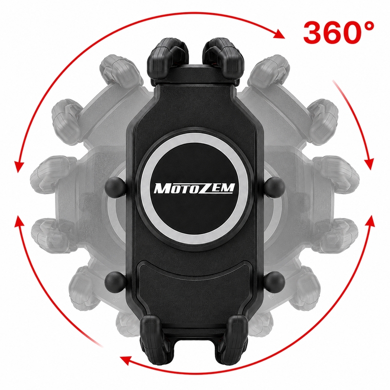 Support anti-vibration MotoZem Claw PRO avec chargeur sans fil et prise USB-C noir