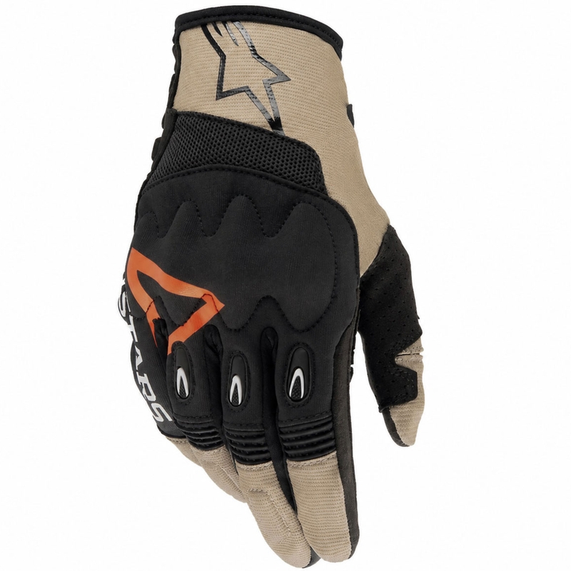 Gants de motocross Alpinestars Techdura noir-marron-rouge fluo