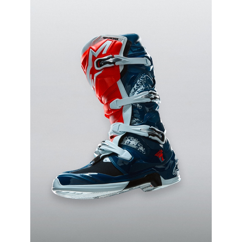 Bottes de motocross Alpinestars TECH 7 UNITY rouge-blanc-bleu