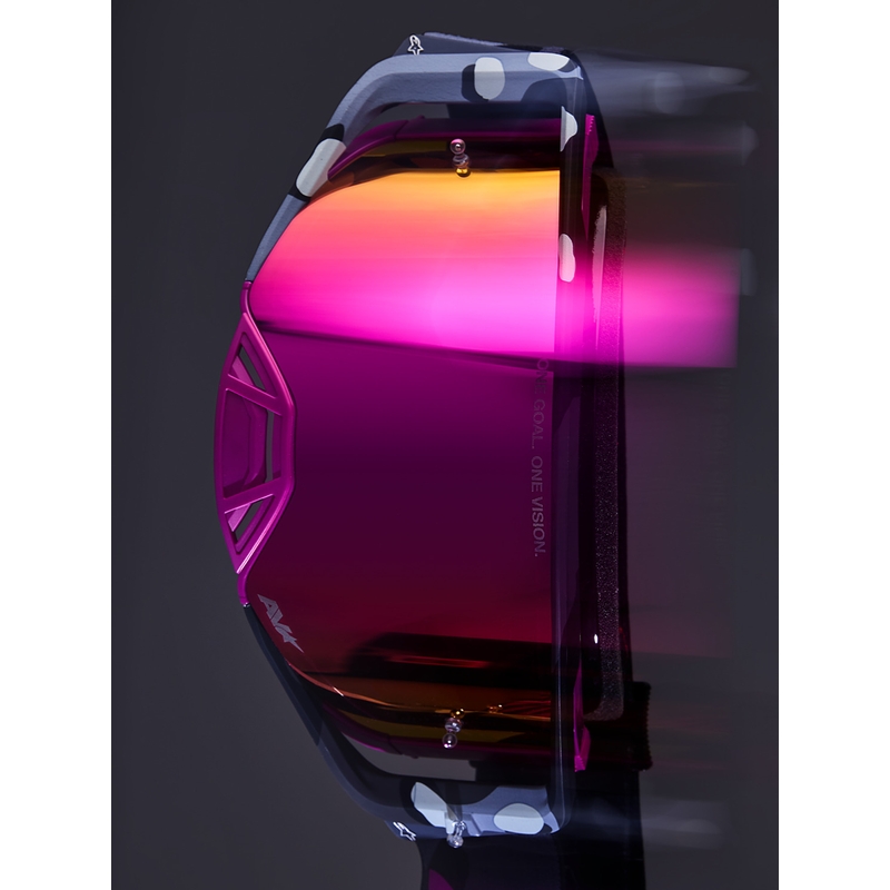 Lunettes de motocross Alpinestars Supertech Lone camouflage violet avec verres en plexiglas rose miroir
