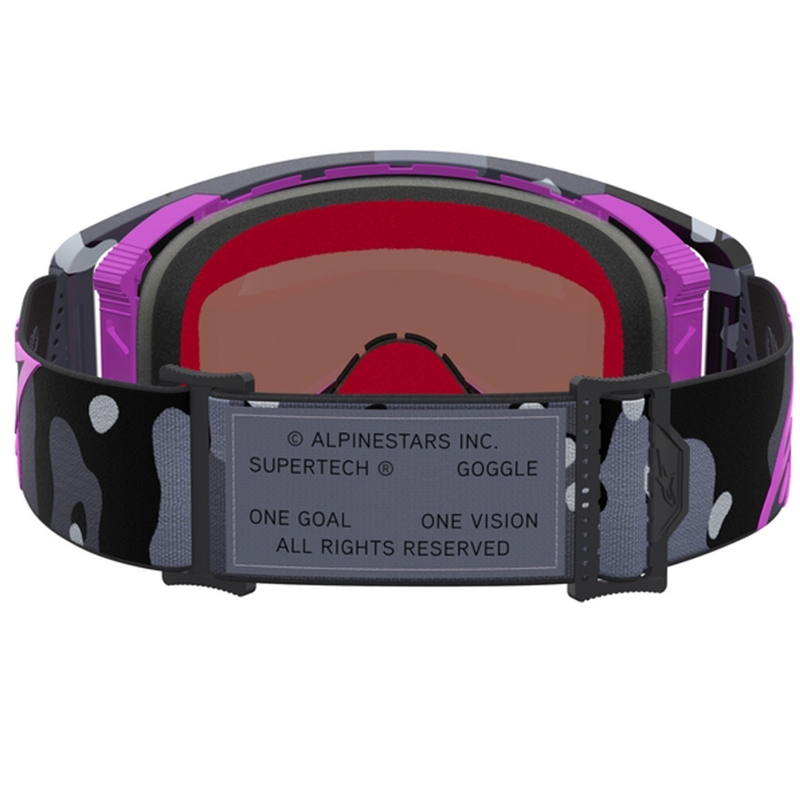 Lunettes de motocross Alpinestars Supertech Lone camouflage violet avec verres en plexiglas rose miroir