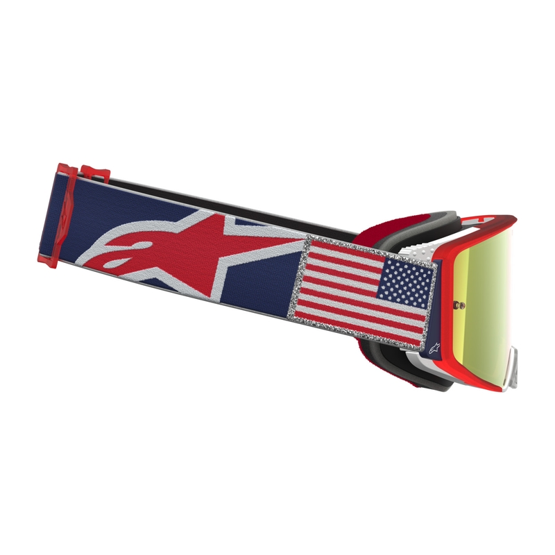 Lunettes de motocross Alpinestars Supertech Fiftyfold bleu-rouge-blanc avec verres en plexiglas rouge miroir