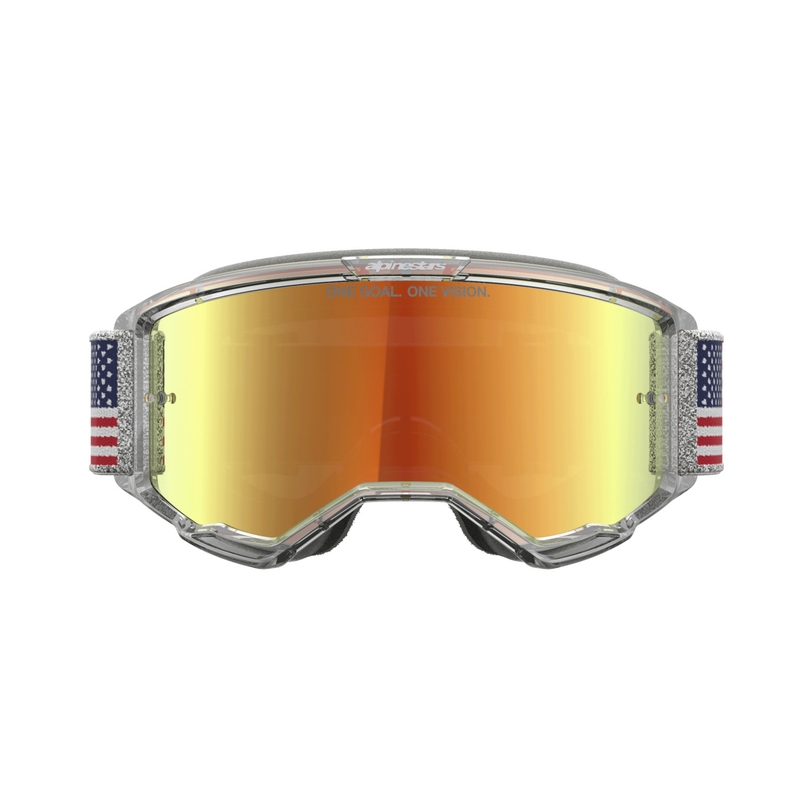 Lunettes de motocross Alpinestars Vision 5 Fiftyfold bleu-rouge-blanc avec verres rouges miroir