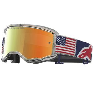 Lunettes de motocross Alpinestars Vision 5 Fiftyfold bleu-rouge-blanc avec verres rouges miroir