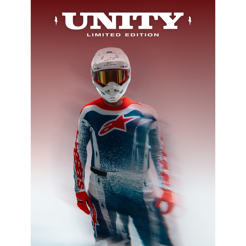 Maillot de motocross Alpinestars Techstar Unity édition limitée rouge-blanc-bleu