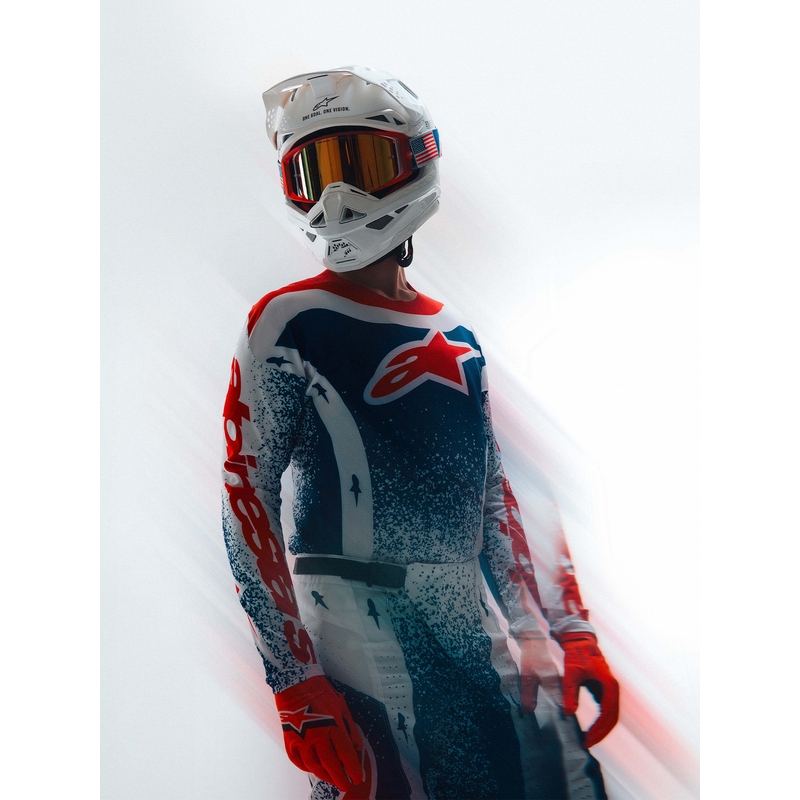 Maillot de motocross Alpinestars Techstar Unity édition limitée rouge-blanc-bleu