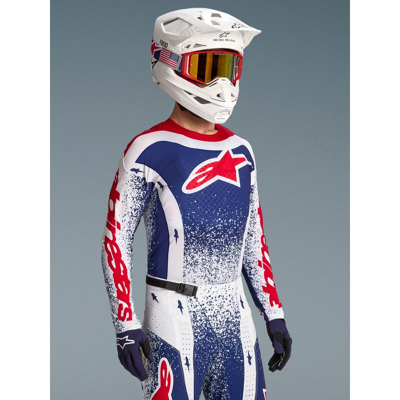 Maillot de motocross Alpinestars Techstar Unity édition limitée rouge-blanc-bleu