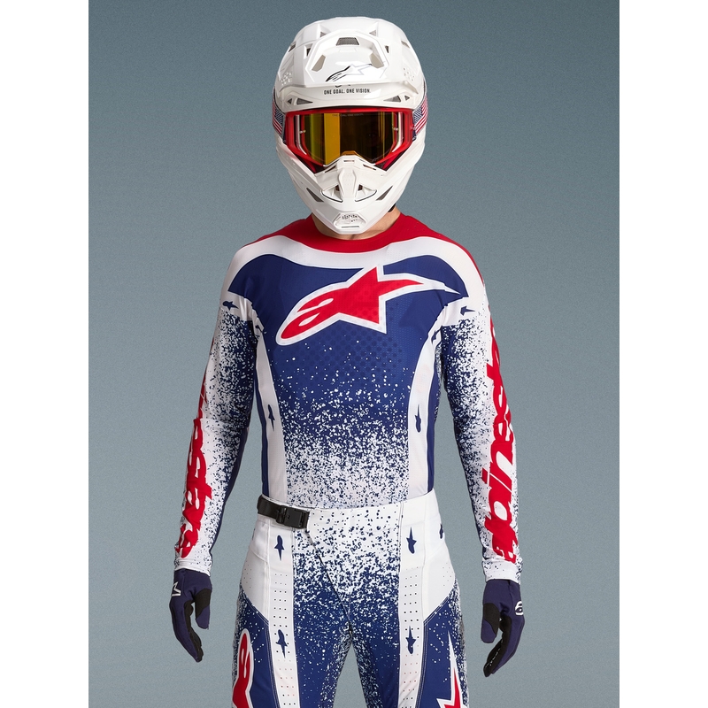 Maillot de motocross Alpinestars Techstar Unity édition limitée rouge-blanc-bleu