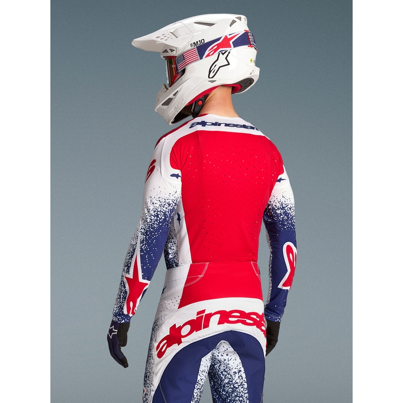 Maillot de motocross Alpinestars Techstar Unity édition limitée rouge-blanc-bleu