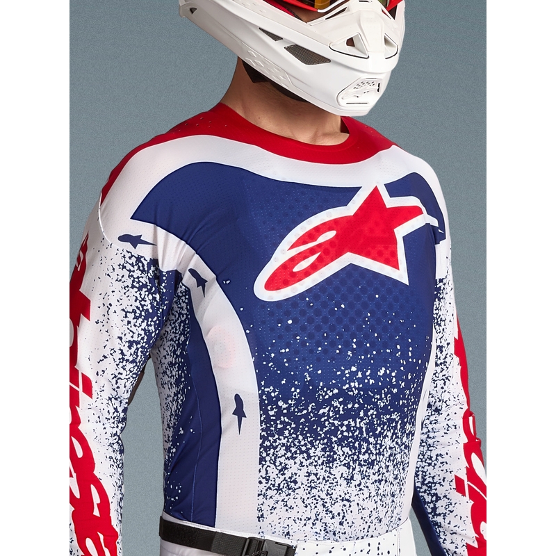 Maillot de motocross Alpinestars Techstar Unity édition limitée rouge-blanc-bleu