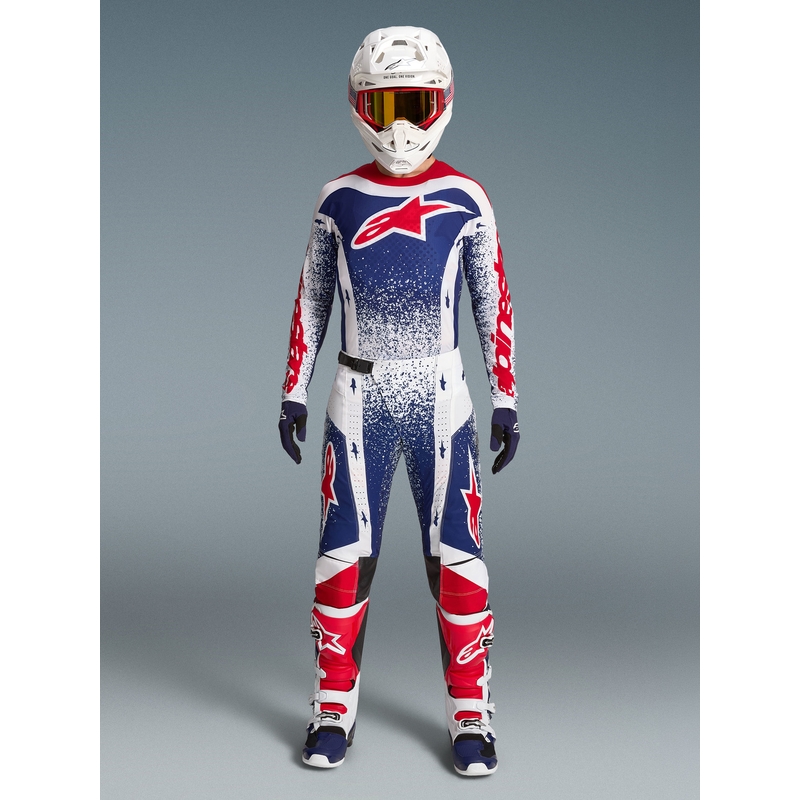 Maillot de motocross Alpinestars Techstar Unity édition limitée rouge-blanc-bleu