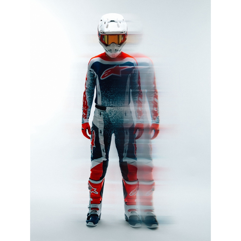 Maillot de motocross Alpinestars Techstar Unity édition limitée rouge-blanc-bleu