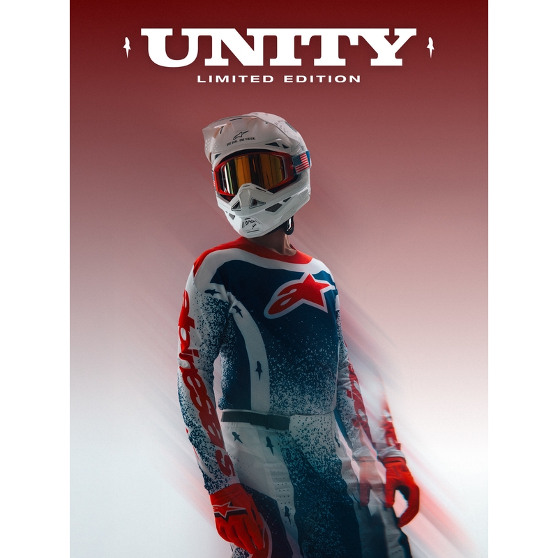 Pantalon de motocross Alpinestars Techstar Limited Edition Unity rouge-blanc-bleu