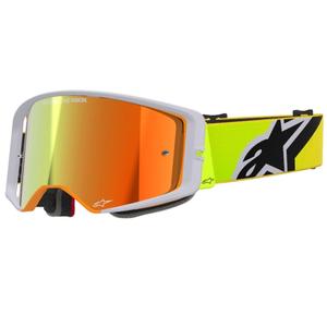 Lunettes de motocross Alpinestars Supertech Corp jaune fluo-gris avec lentille rouge réfléchissante