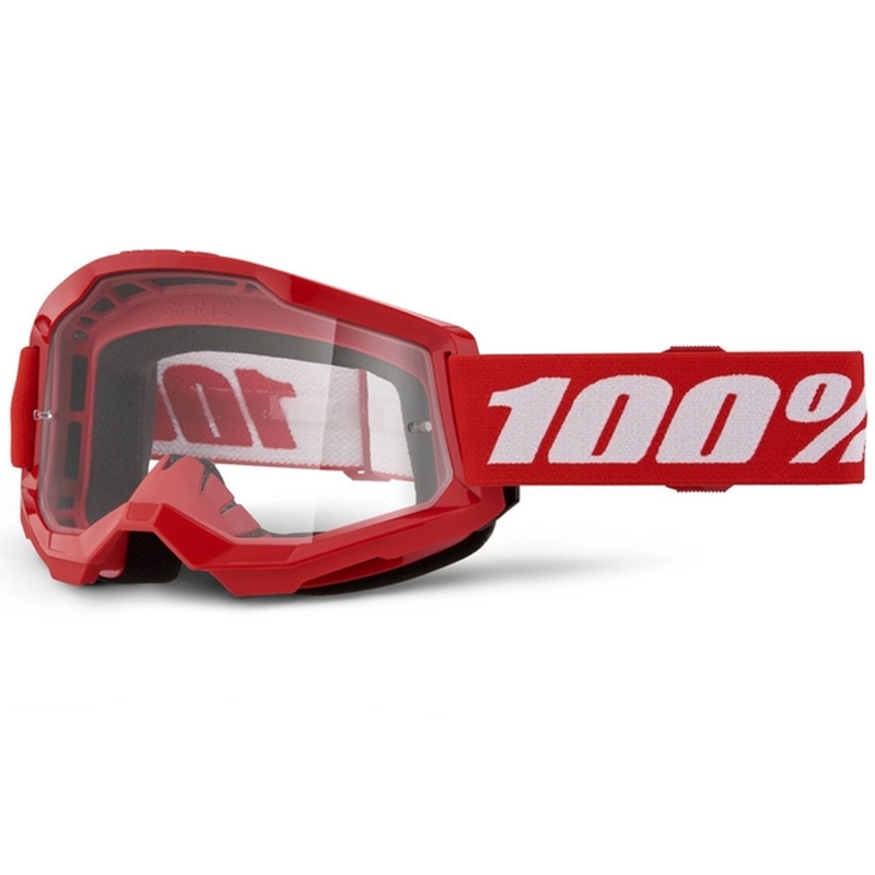 Lunettes de motocross 100% STRATA 2 New Rouge (plexiglas transparent)