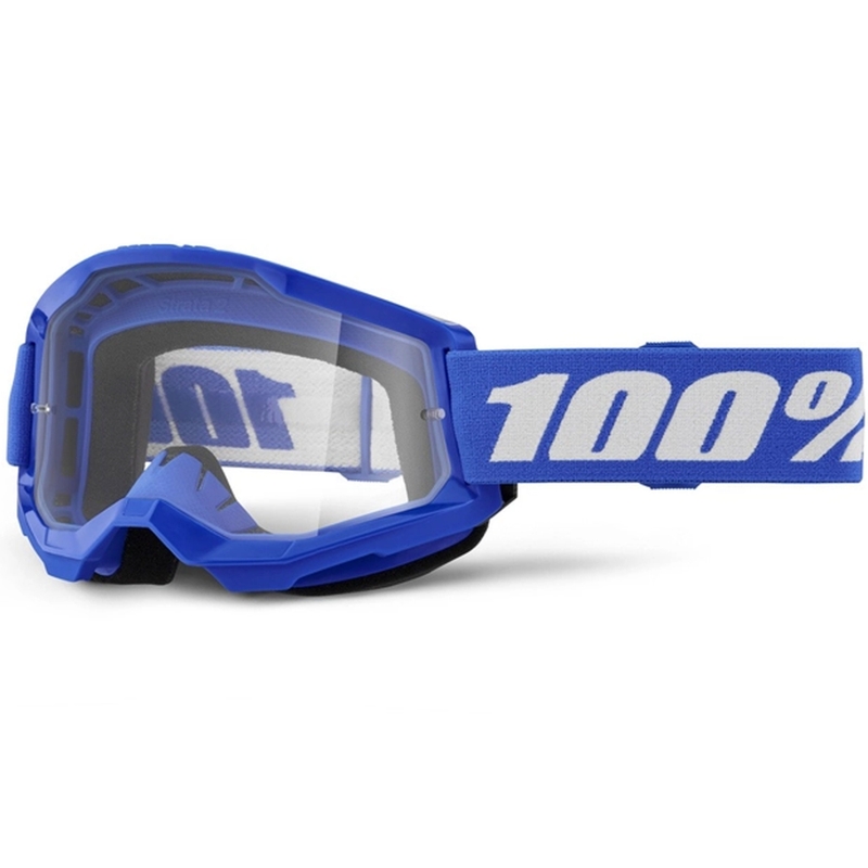 Lunettes de motocross 100% STRATA 2 New Blue (plexiglas transparent)