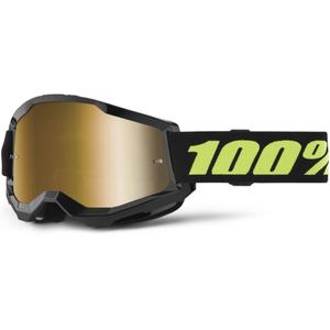 Lunettes de moto-cross 100% STRATA 2 New Solar black (gold plexi)