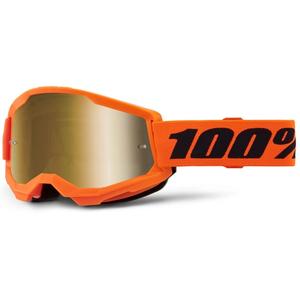 Lunettes de moto-cross 100% STRATA 2 Nouveau orange (plexi or)