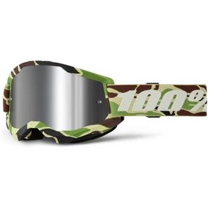 Lunettes de moto-cross 100% STRATA 2 New War Camo vert (plexi argenté)