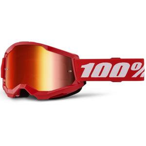 Lunettes de moto-cross 100% STRATA 2 Nouveau rouge (plexi rouge)