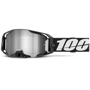 Lunettes de motocross 100% ARmatic noir avec plexi argenté miroir