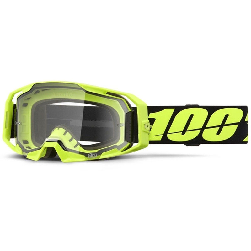 Lunettes de motocross 100% ARmatic Jaune Fluo avec plexiglas transparent