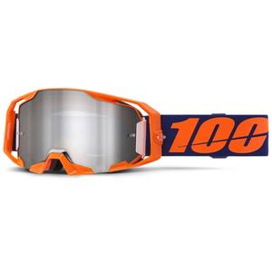 Lunettes de motocross 100% ARmatic Neon Orange avec plexiglas miroir argenté