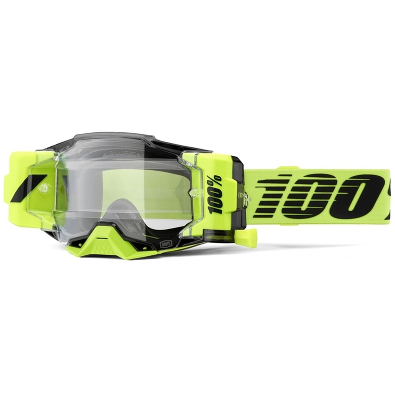 Lunettes de moto-cross 100% - USA Armega Forecast vert fluo (verre transparent)