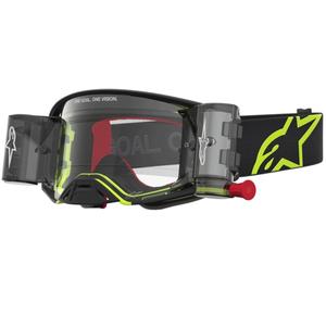 Lunettes de motocross Alpinestars Supertech Firma noires et jaune fluo avec verres en plexiglas transparents