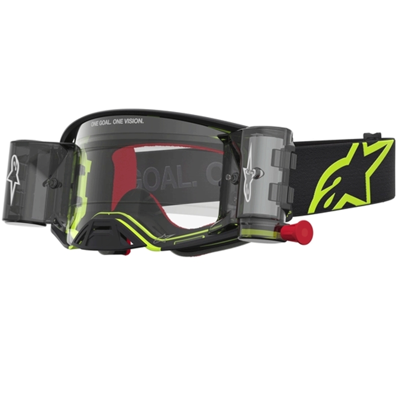 Lunettes de motocross Alpinestars Supertech Firma noires et jaune fluo avec verres en plexiglas transparents