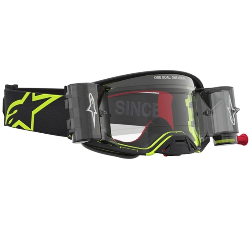 Lunettes de motocross Alpinestars Supertech Firma noires et jaune fluo avec verres en plexiglas transparents
