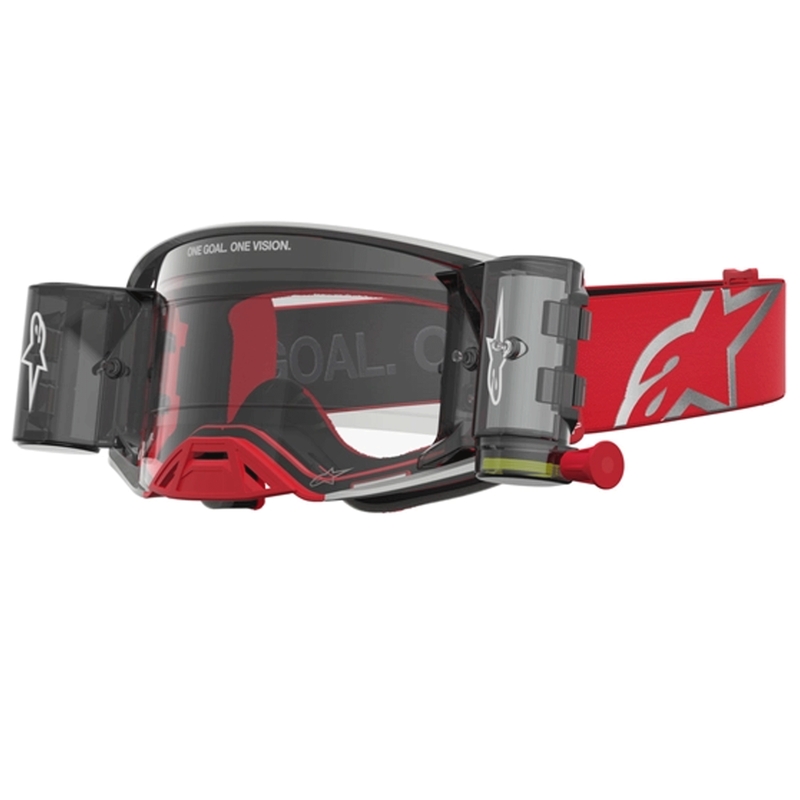 Lunettes de motocross Alpinestars Supertech Firma rouge et argent avec verres en plexiglas transparents