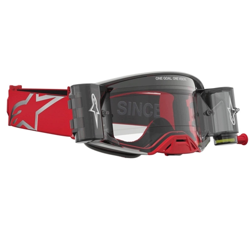 Lunettes de motocross Alpinestars Supertech Firma rouge et argent avec verres en plexiglas transparents