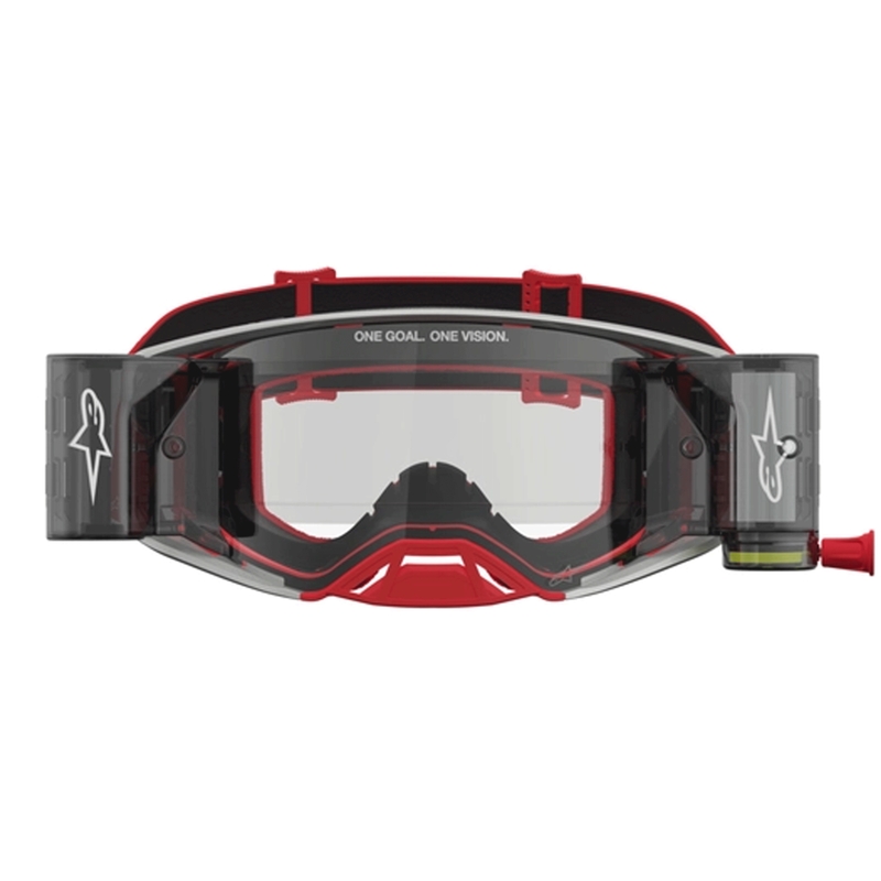 Lunettes de motocross Alpinestars Supertech Firma rouge et argent avec verres en plexiglas transparents