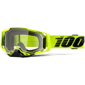 Lunettes de moto-cross 100% ARMEGA Nuclear Jaune agrumes (plexi transparent)