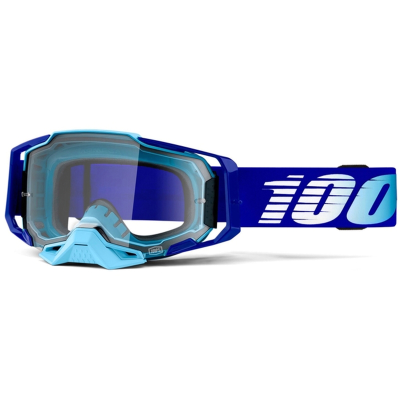 Lunettes de moto-cross 100% ARMEGA Bleu royal (plexi transparent)