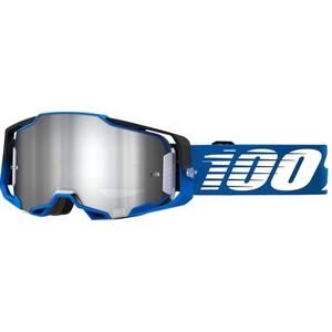 Lunettes de moto-cross 100% ARMEGA Rockchuck noir-blanc-bleu (plexi argenté)