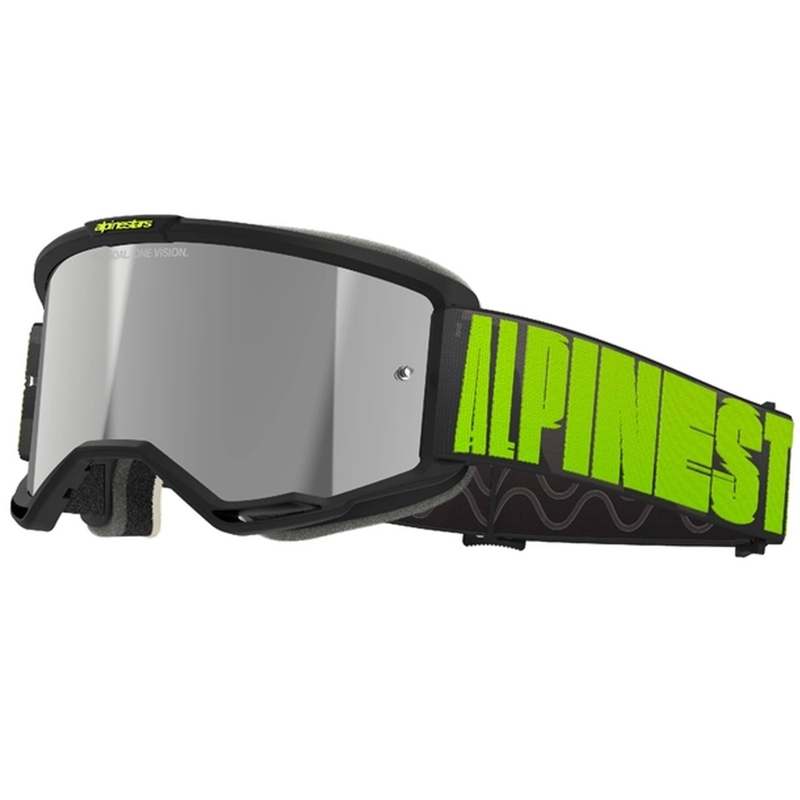 Lunettes de motocross Alpinestars Vision 5 Hollow gris-jaune fluo avec plexi argenté réfléchissant
