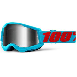 Lunettes de moto-cross 100% STRATA 2 Summit blue (silver mirrored plexi)