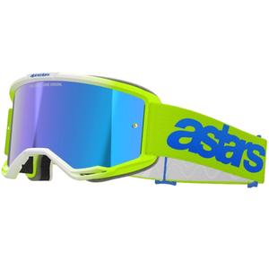 Lunettes de motocross Alpinestars Vision 5 Blaze jaune fluo-bleu avec plexi bleu réfléchissant