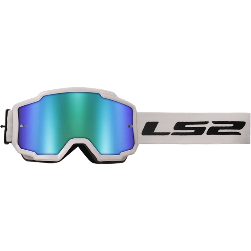 Lunettes de motocross LS2 Charger H-V blanc avec plexi iridium vert