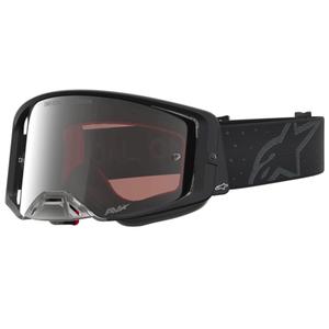 Lunettes de motocross Alpinestars Supertech Cloak noires avec verres en plexiglas argenté miroir